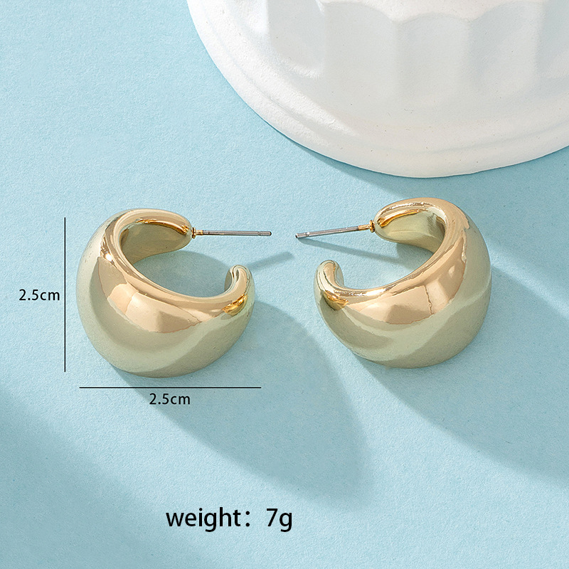 1 Pair Simple Style Solid Color Plating Alloy Gold Plated Ear Studs display picture 4