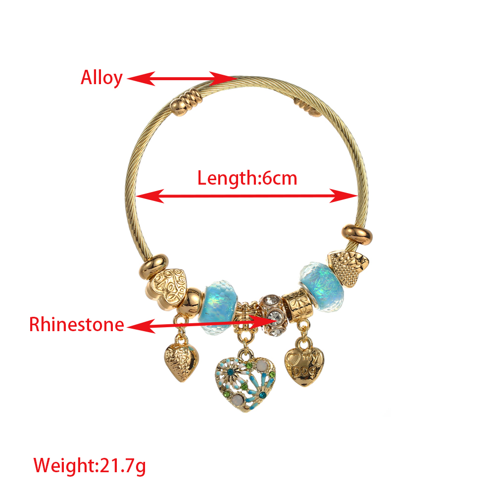 Elegant Cute Bear Heart Shape Butterfly Stainless Steel Alloy Beaded Inlay Rhinestones Bangle display picture 1