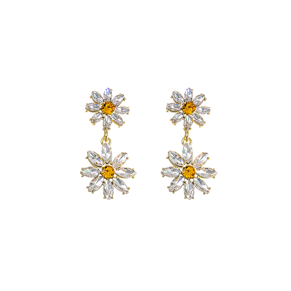 Wholesale Jewelry Simple Style Flower Alloy Zircon Inlay Drop Earrings display picture 1