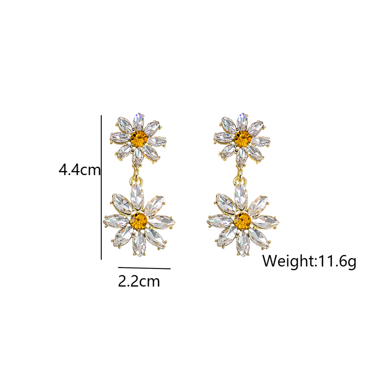 Wholesale Jewelry Simple Style Flower Alloy Zircon Inlay Drop Earrings display picture 6