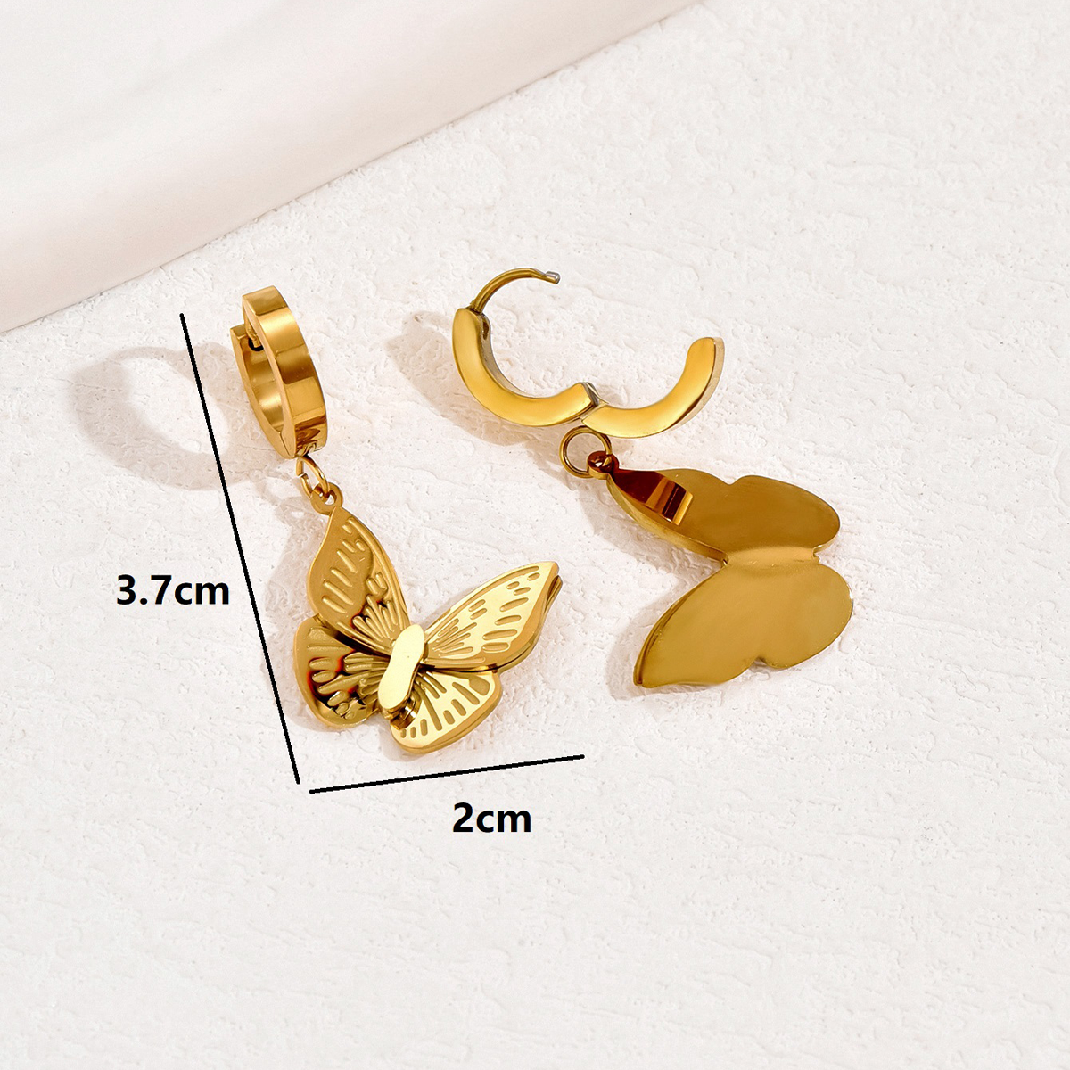 1 Pair Elegant Commute Oval Heart Shape Butterfly Plating Inlay 201 Stainless Steel Glass 18K Gold Plated Drop Earrings display picture 3