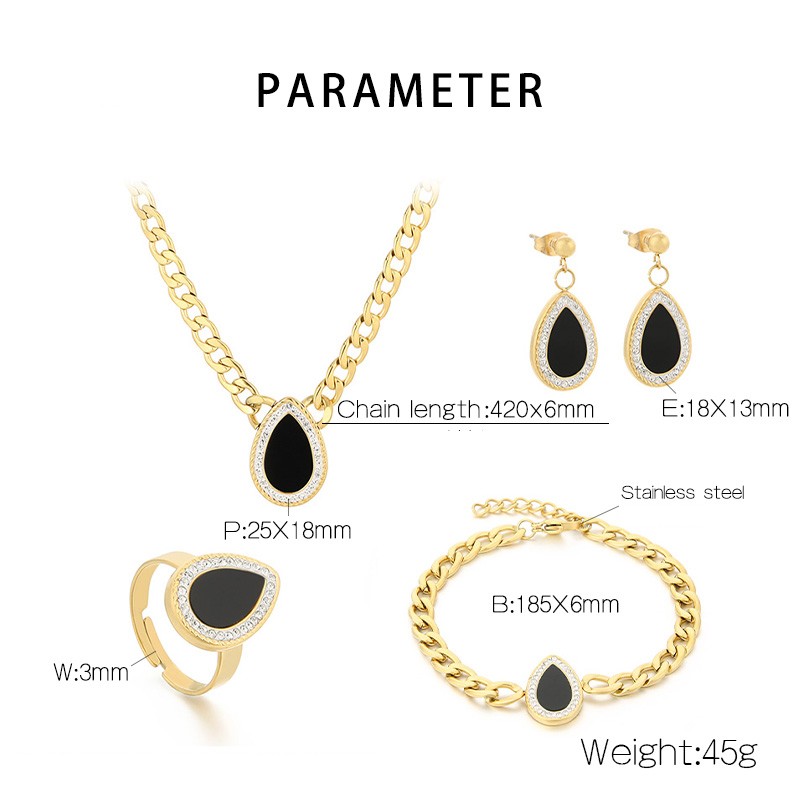 Stainless Steel 18K Gold Plated Simple Style Plating Inlay Square Water Droplets Zircon Jewelry Set display picture 16