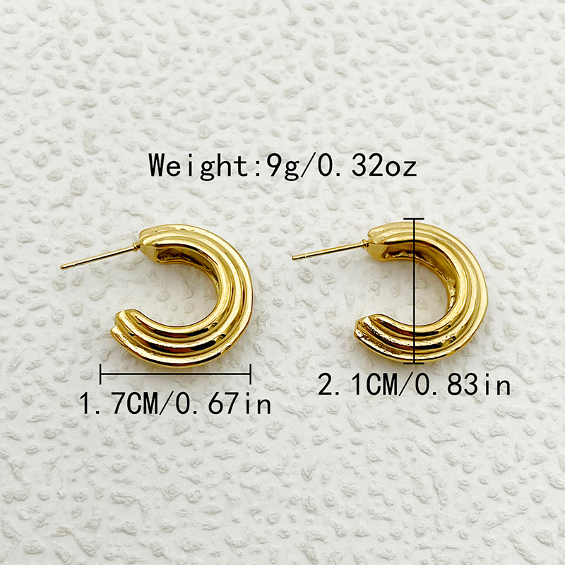 1 Pair Simple Style Lines Polishing Plating 304 Stainless Steel Gold Plated Ear Studs display picture 3