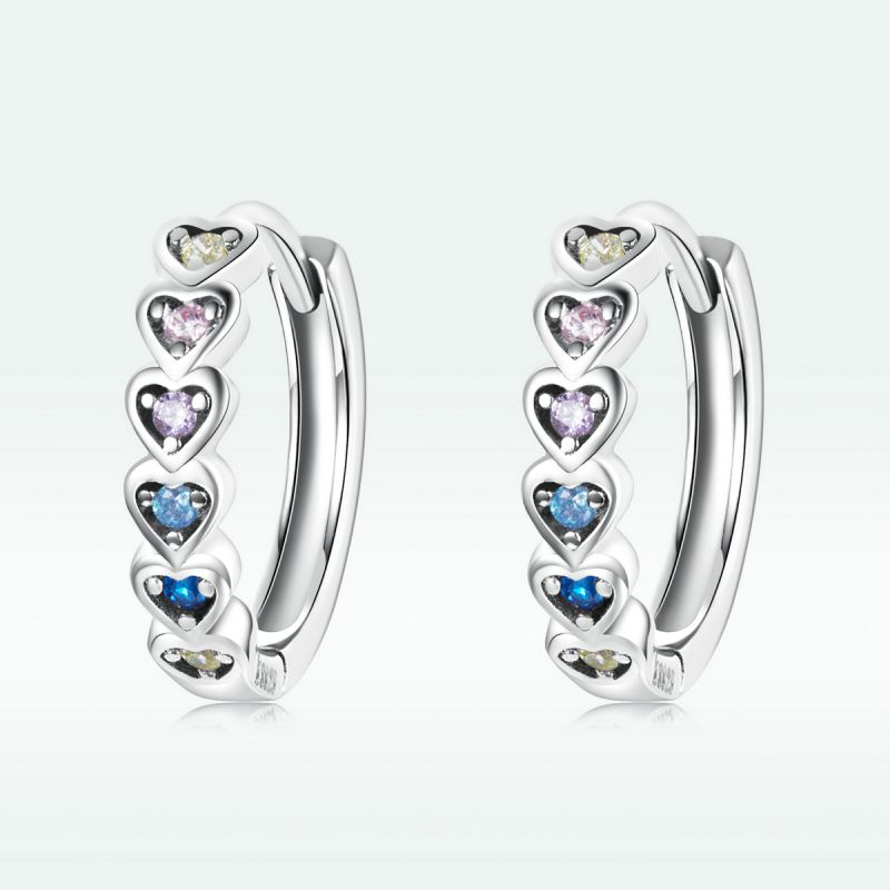 1 Pair Simple Style Heart Shape Inlay Sterling Silver Zircon Earrings display picture 18