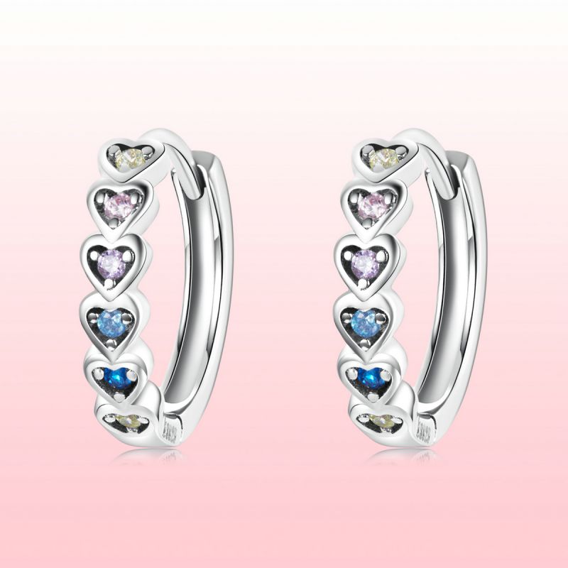 1 Pair Simple Style Heart Shape Inlay Sterling Silver Zircon Earrings display picture 12