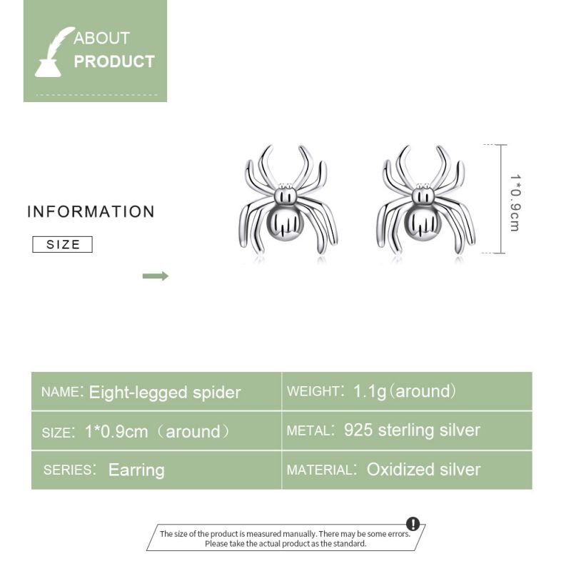 1 Pair Cartoon Style Spider Sterling Silver Ear Studs display picture 6