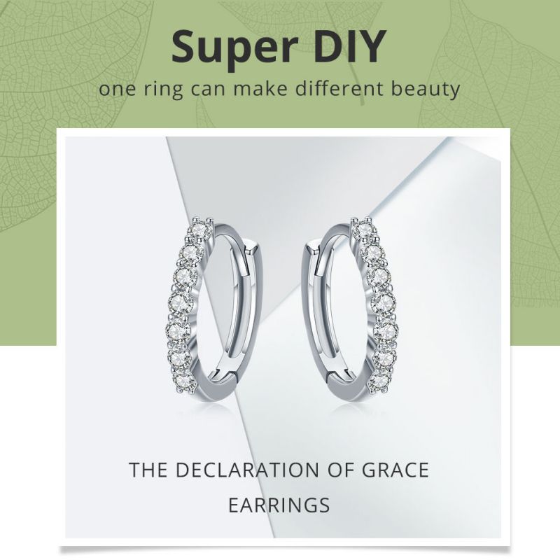 1 Pair Romantic Round Inlay Sterling Silver Zircon Earrings display picture 4