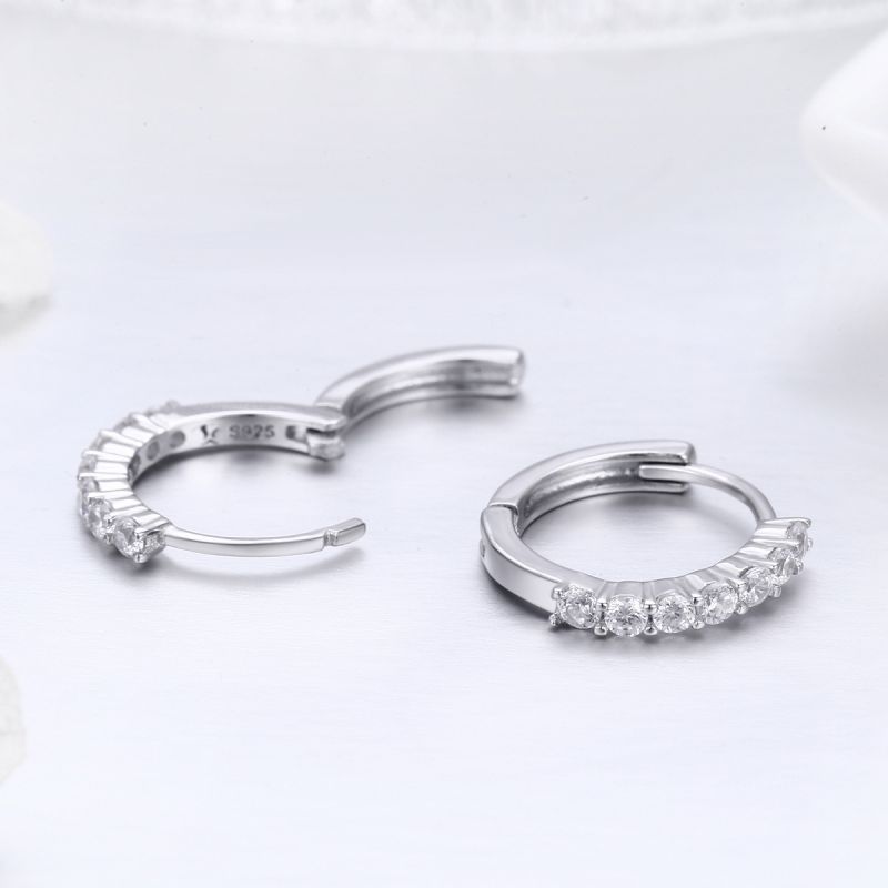 1 Pair Romantic Round Inlay Sterling Silver Zircon Earrings display picture 7