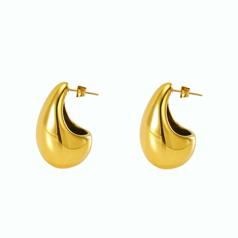 1 Pair Basic Classic Style Water Droplets Polishing Plating 304 Stainless Steel 18K Gold Plated Ear Studs display picture 1