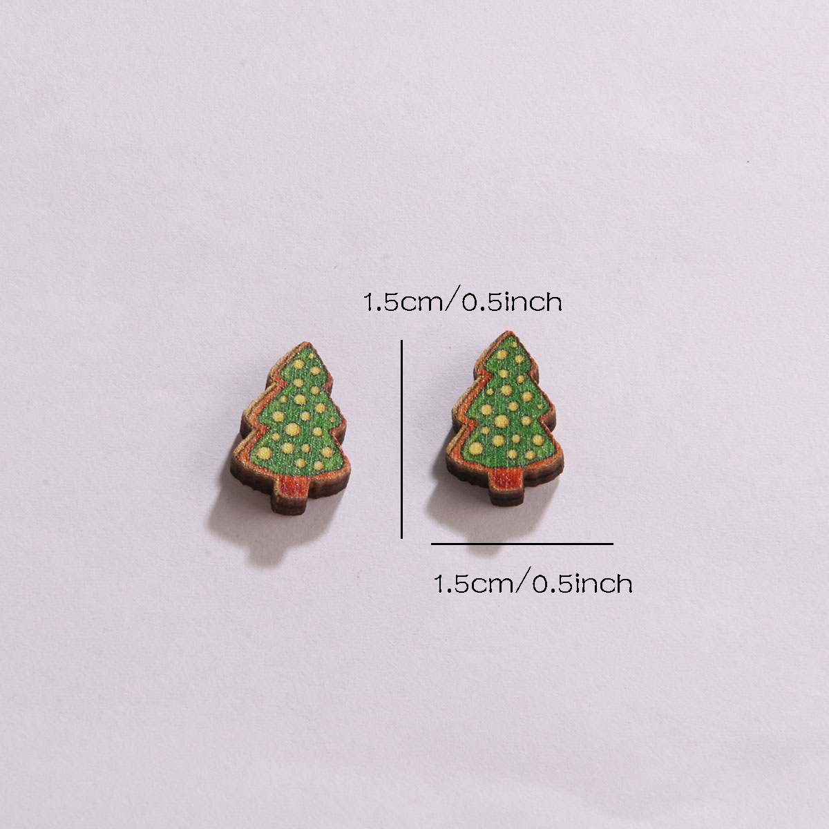 1 Set Cute Simple Style Christmas Tree Santa Claus Sock Printing Wood Ear Studs display picture 9