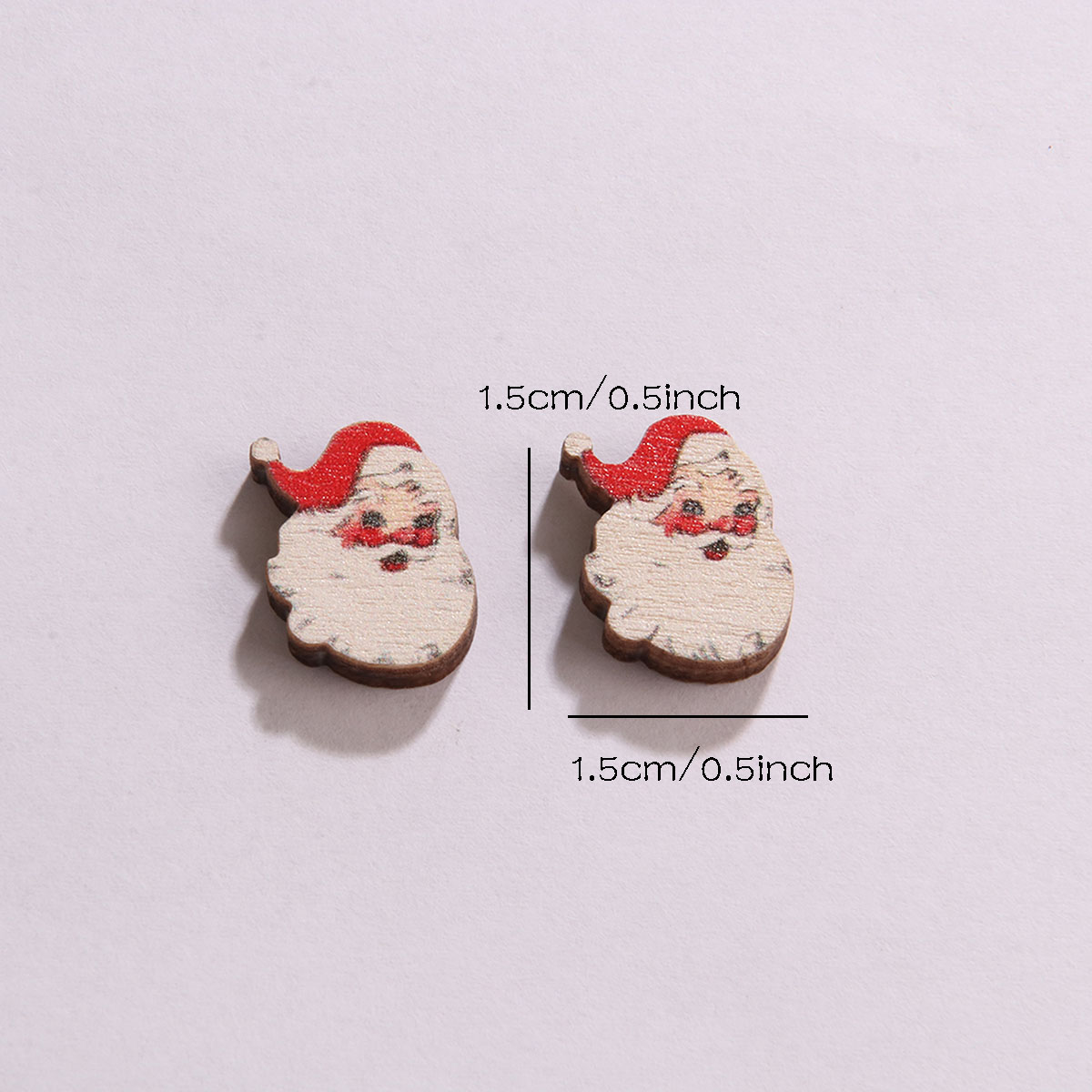 1 Set Cute Simple Style Christmas Tree Santa Claus Sock Printing Wood Ear Studs display picture 13