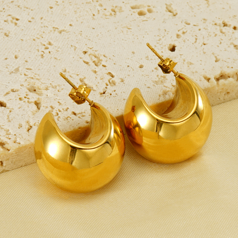 1 Pair Elegant Water Droplets Polishing Plating 304 Stainless Steel 18K Gold Plated Ear Studs display picture 3