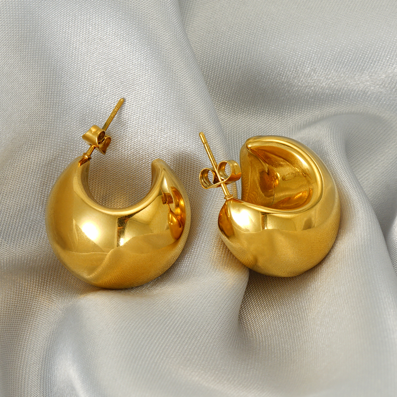1 Pair Elegant Water Droplets Polishing Plating 304 Stainless Steel 18K Gold Plated Ear Studs display picture 4