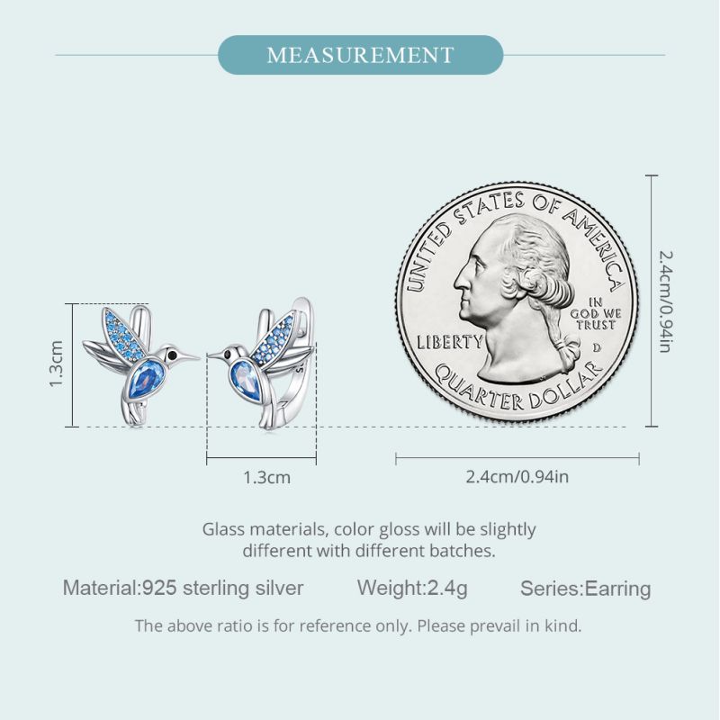 1 Pair Cute Vacation Bird Inlay Sterling Silver Zircon Ear Studs display picture 3