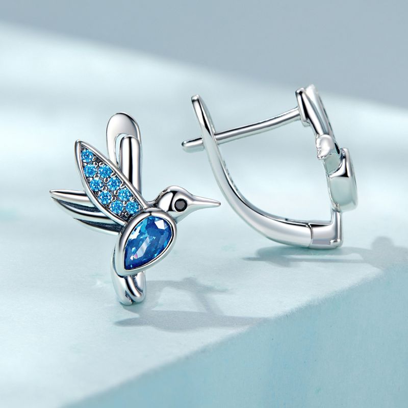 1 Pair Cute Vacation Bird Inlay Sterling Silver Zircon Ear Studs display picture 4