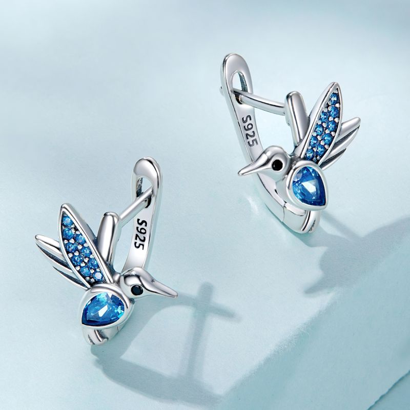 1 Pair Cute Vacation Bird Inlay Sterling Silver Zircon Ear Studs display picture 8