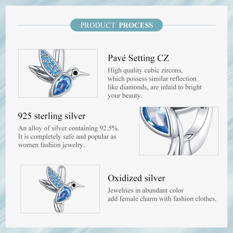 1 Pair Cute Vacation Bird Inlay Sterling Silver Zircon Ear Studs display picture 6