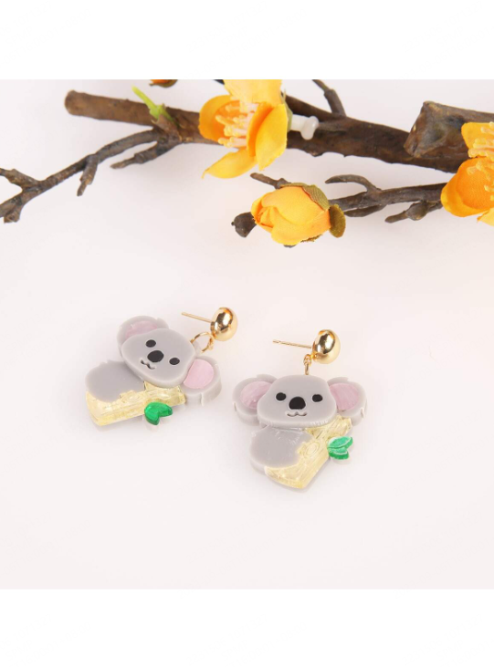 1 Pair Cute Panda Bamboo Layered Patchwork Arylic Silica Gel Drop Earrings display picture 2