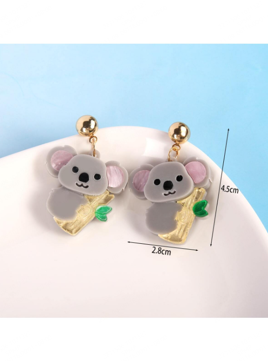 1 Pair Cute Panda Bamboo Layered Patchwork Arylic Silica Gel Drop Earrings display picture 3