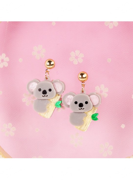 1 Pair Cute Panda Bamboo Layered Patchwork Arylic Silica Gel Drop Earrings display picture 4