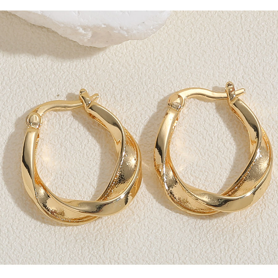 1 Pair Simple Style Twist Plating Copper 14k Gold Plated Hoop Earrings Drop Earrings display picture 5