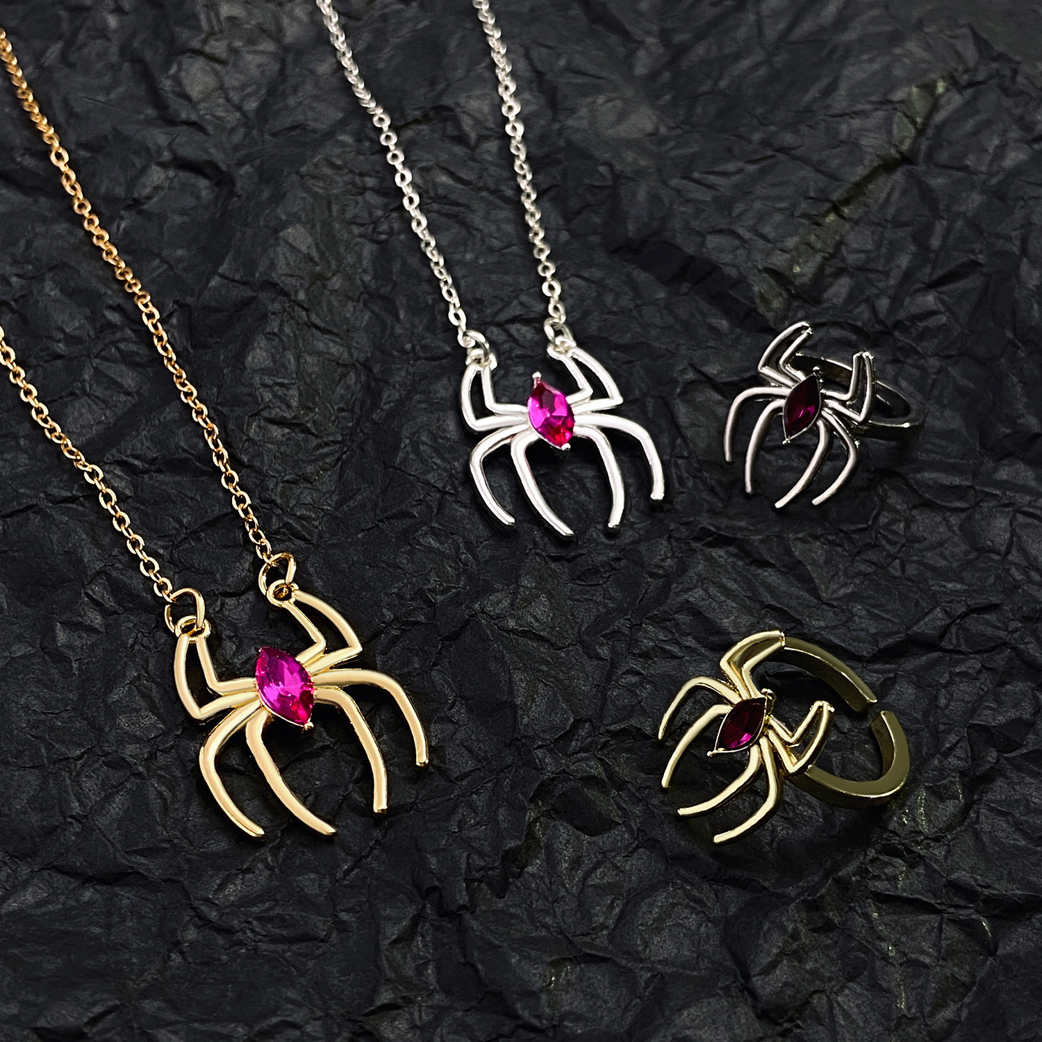 Funny Spider Alloy Plating 14k Gold Plated Silver Plated Halloween Women's Jewelry Set display picture 5