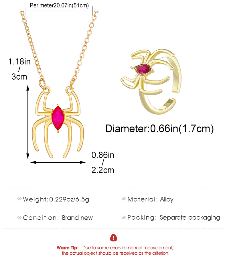 Funny Spider Alloy Plating 14k Gold Plated Silver Plated Halloween Women's Jewelry Set display picture 1