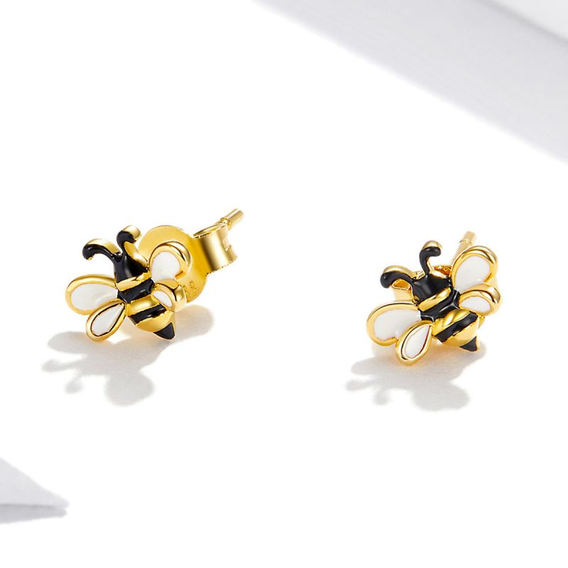 1 Pair Cute Pastoral Bee Sterling Silver Ear Studs display picture 4