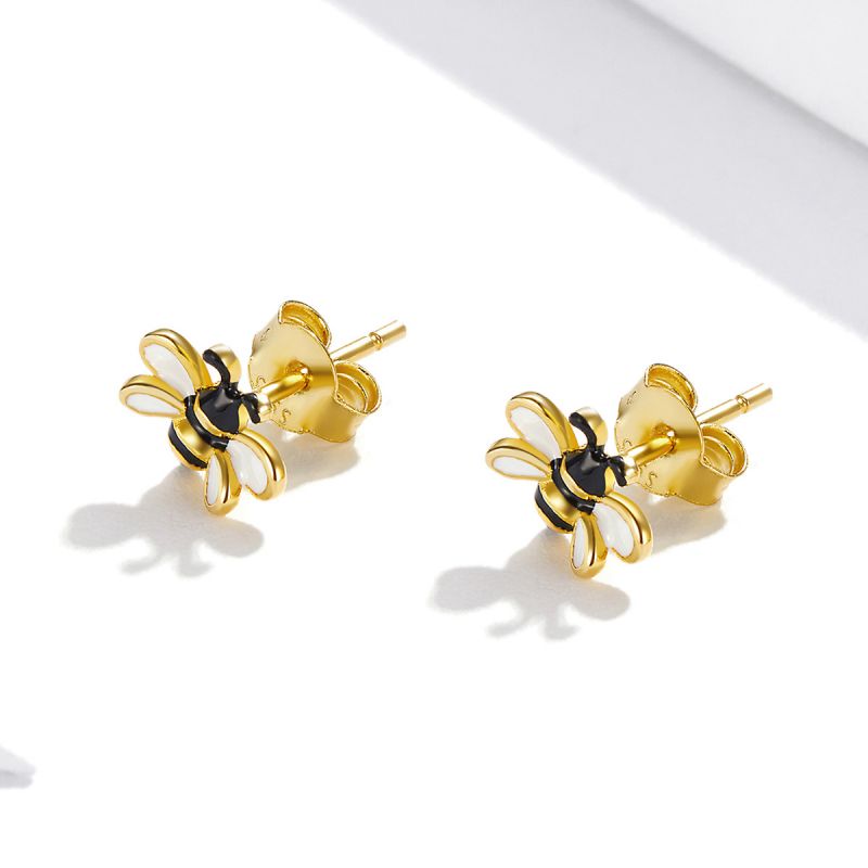 1 Pair Cute Pastoral Bee Sterling Silver Ear Studs display picture 2