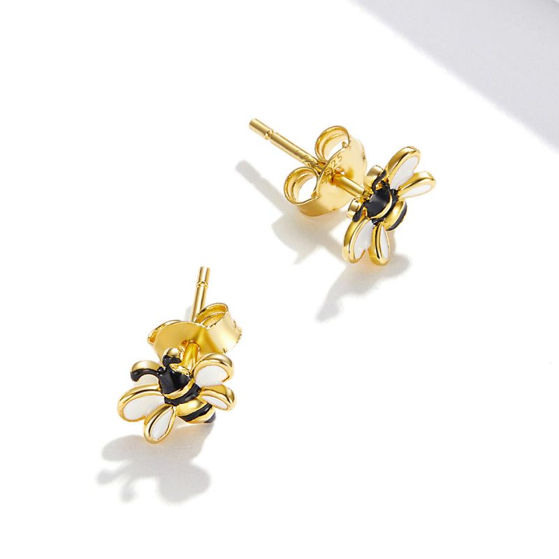 1 Pair Cute Pastoral Bee Sterling Silver Ear Studs display picture 1