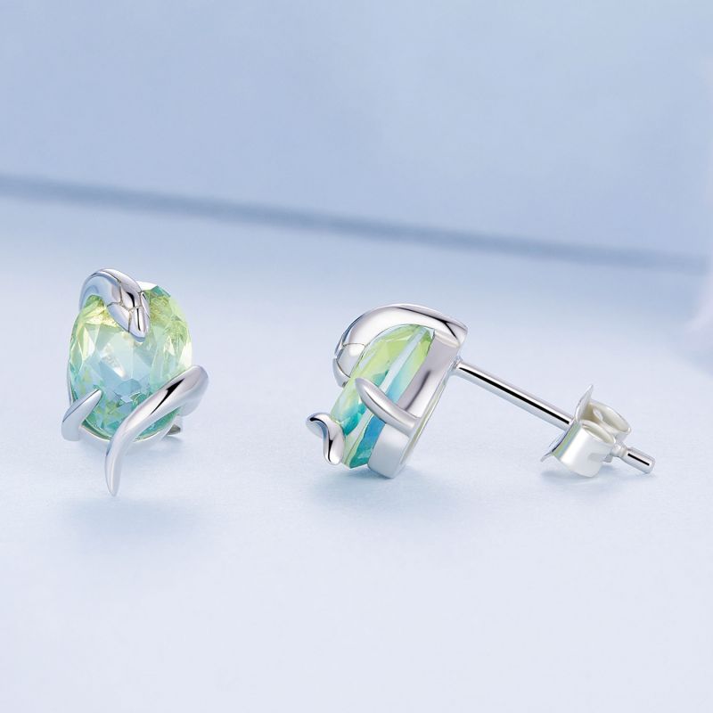 1 Pair Simple Style Snake Inlay Sterling Silver Rhinestones Ear Studs display picture 4