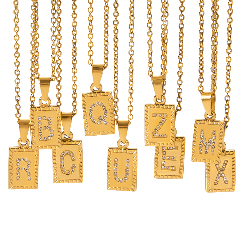 Acier Inoxydable 304 Sucré Polissage Placage Incruster Lettre Diamant Collier display picture 6