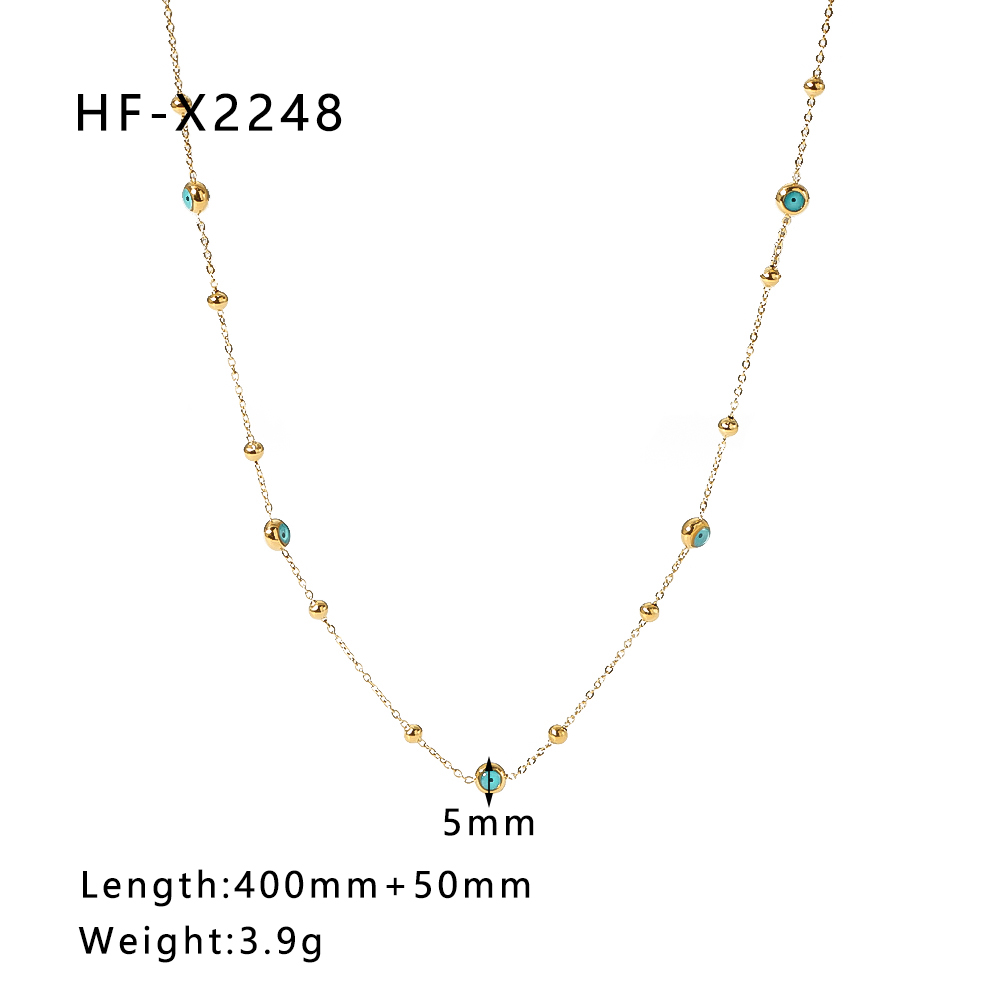 Stainless Steel 18K Gold Plated Vintage Style Plating Eye Acrylic Glass Bead Necklace display picture 9