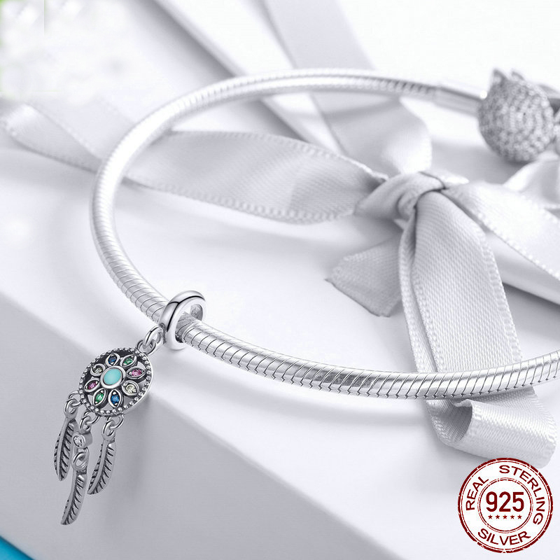 Four-leaf Clover Round Dreamcatcher Eternal Sisters Love Elf Wings S925 Sterling Silver Diy Bracelet Accessories display picture 13