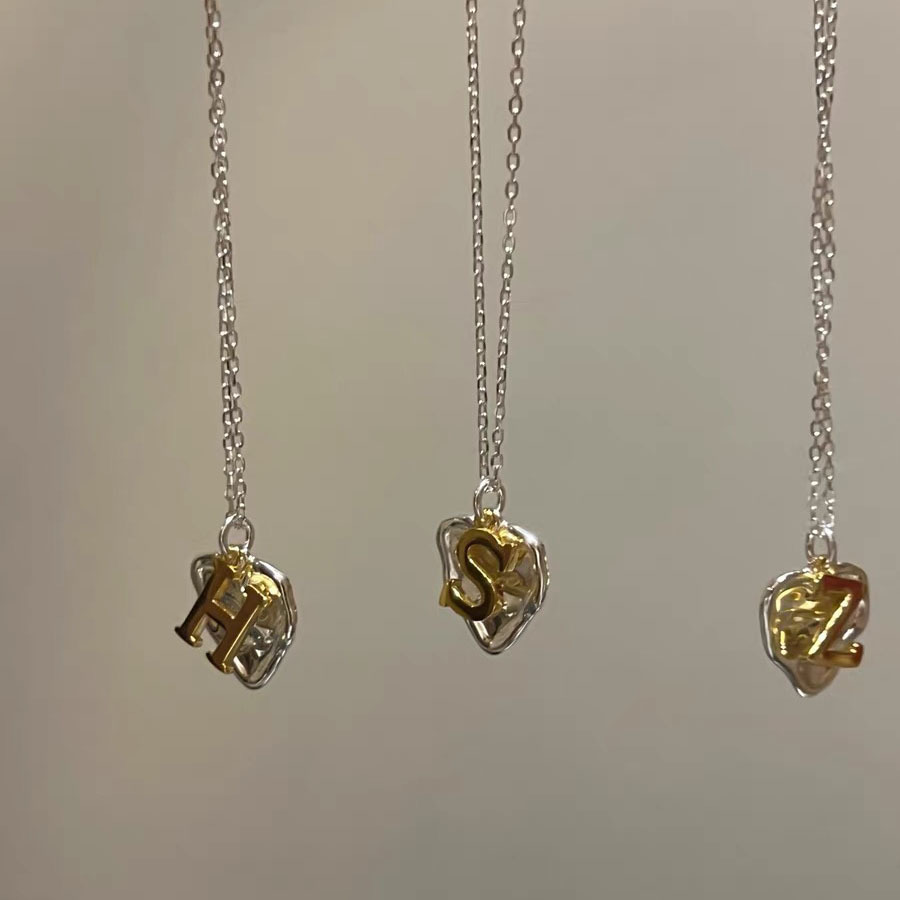 Einfacher Stil Brief Herzform Sterling Silber Vergoldet Halskette Mit Anhänger In Masse display picture 2