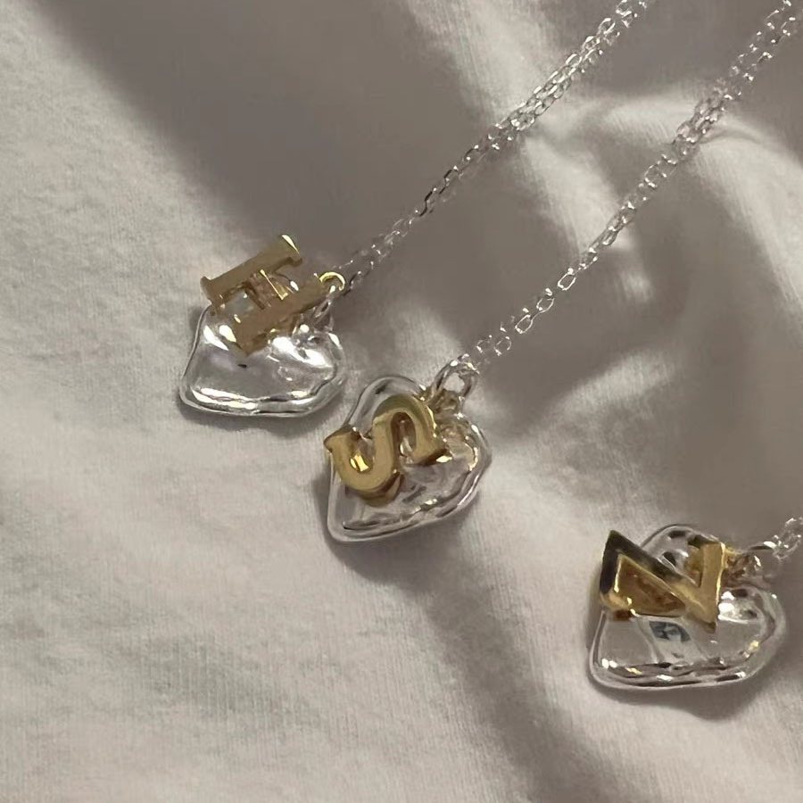 Einfacher Stil Brief Herzform Sterling Silber Vergoldet Halskette Mit Anhänger In Masse display picture 3