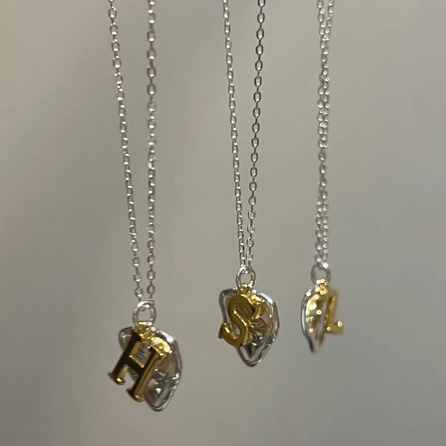 Einfacher Stil Brief Herzform Sterling Silber Vergoldet Halskette Mit Anhänger In Masse display picture 5