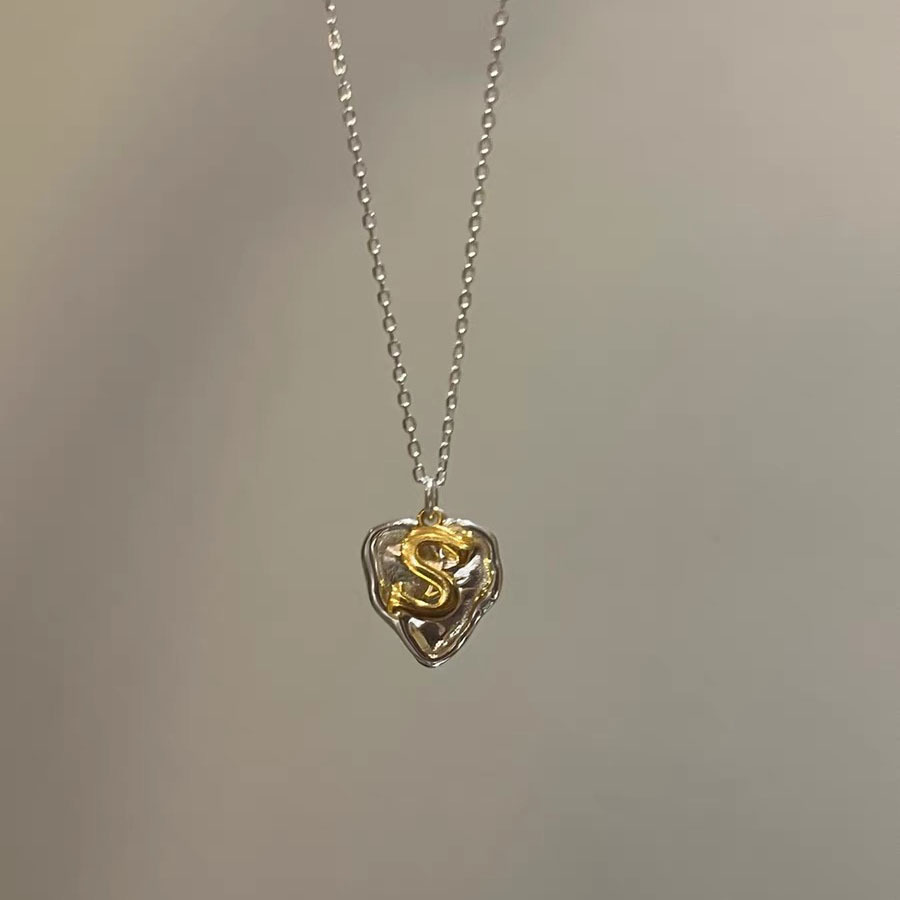 Einfacher Stil Brief Herzform Sterling Silber Vergoldet Halskette Mit Anhänger In Masse display picture 6