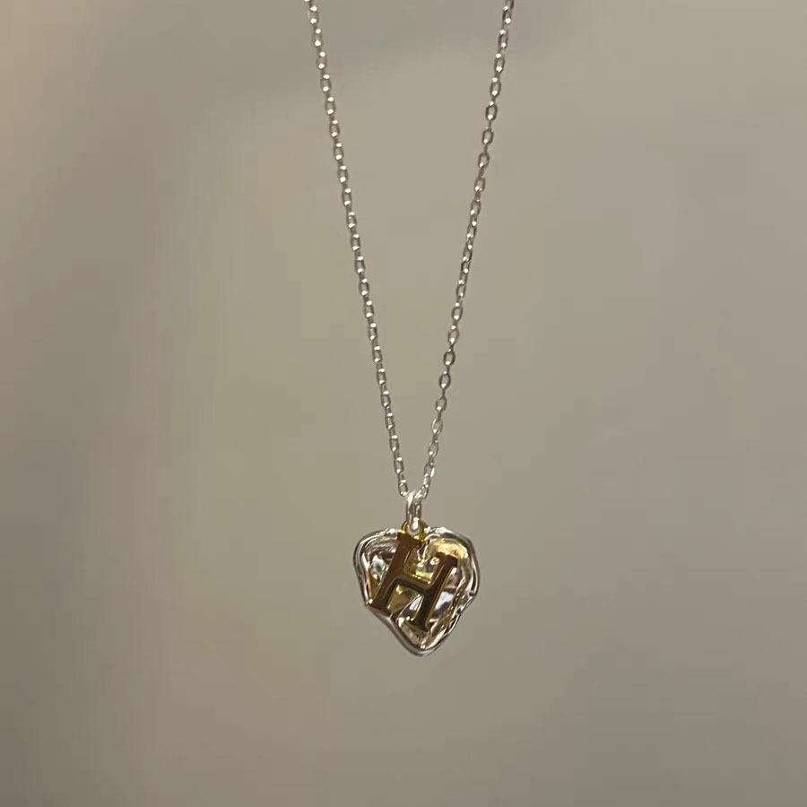 Einfacher Stil Brief Herzform Sterling Silber Vergoldet Halskette Mit Anhänger In Masse display picture 7