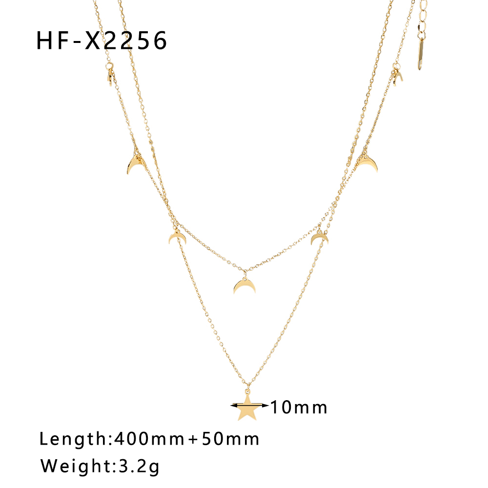 Stainless Steel Modern Style Simple Style Plating Inlay Star Moon Layered Necklaces display picture 6