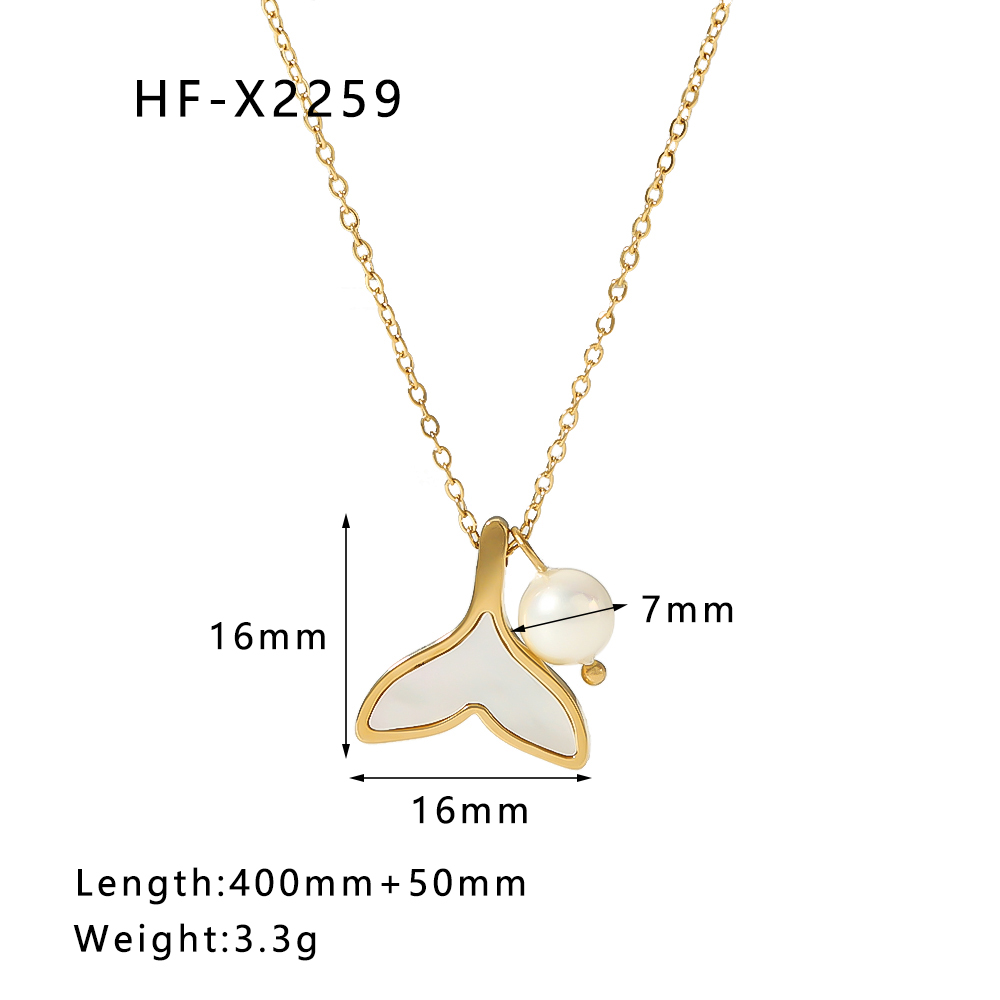 Stainless Steel Vacation Modern Style Simple Style Plating Inlay Fish Tail Artificial Pearls Shell Pendant Necklace display picture 6