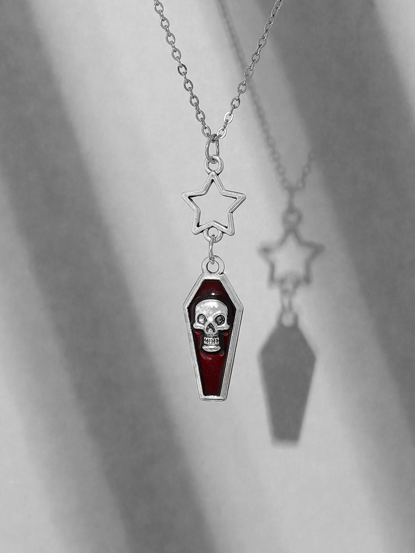 Retro Punk Pentagram Skull Alloy Enamel Unisex Pendant Necklace display picture 1