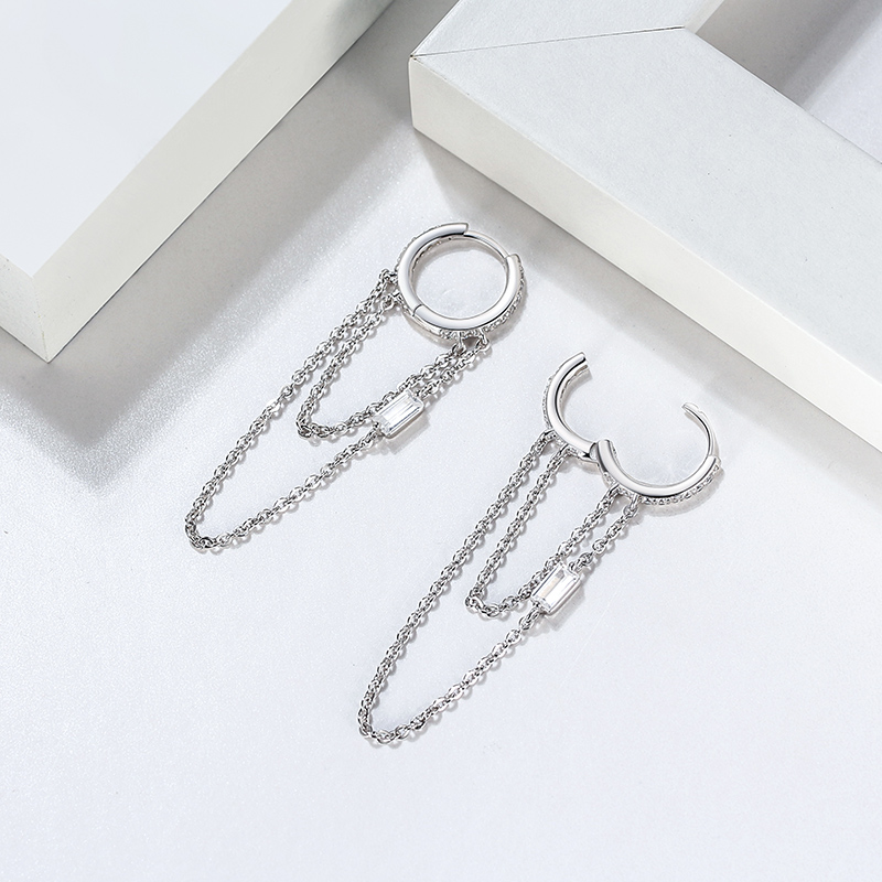 1 Paire Élégant Luxueux Style Moderne La Chaine Gland Placage Incruster Argent Sterling Zircon Or Blanc Plaqué Plaqué Rhodium Plaqué Argent Boucles D'oreilles display picture 9