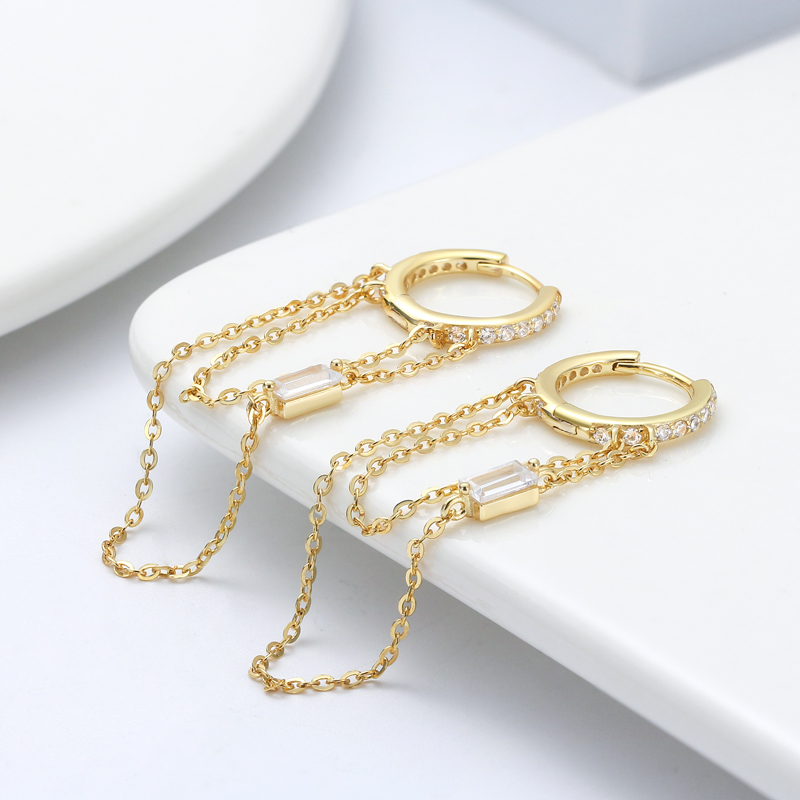 1 Pair Elegant Luxurious Modern Style Chain Tassel Plating Inlay Sterling Silver Zircon White Gold Plated Rhodium Plated Silver Plated Drop Earrings display picture 6
