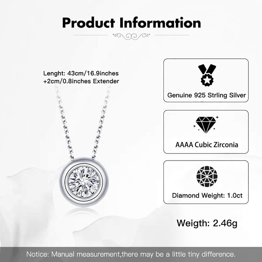 Modern Style Simple Style Classic Style Round Sterling Silver 14k Gold Plated Rose Gold Plated White Gold Plated Zircon Pendant Necklace In Bulk display picture 8