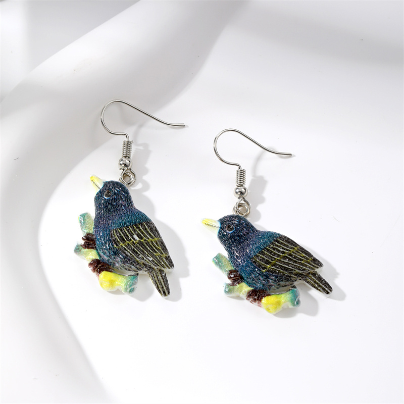 Wholesale Jewelry Cute Simple Style Bird Resin Drop Earrings display picture 11