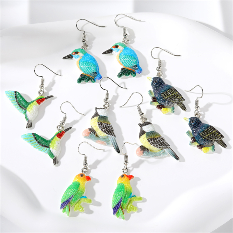 Wholesale Jewelry Cute Simple Style Bird Resin Drop Earrings display picture 9