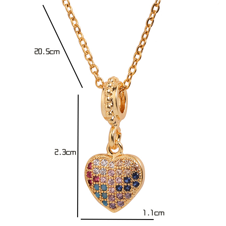 Europe And America Cross Border Love Pendant Necklace Micro-inlaid Color Zircon Clavicle Chain Geometric Girl Pendant Heart-shaped Necklace display picture 1