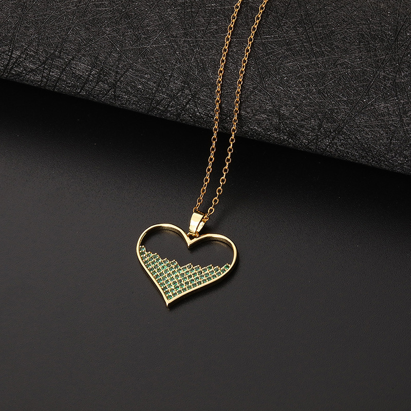 Europe And America Cross Border Love Pendant Necklace Micro-inlaid Color Zircon Clavicle Chain Geometric Girl Pendant Heart-shaped Necklace display picture 11