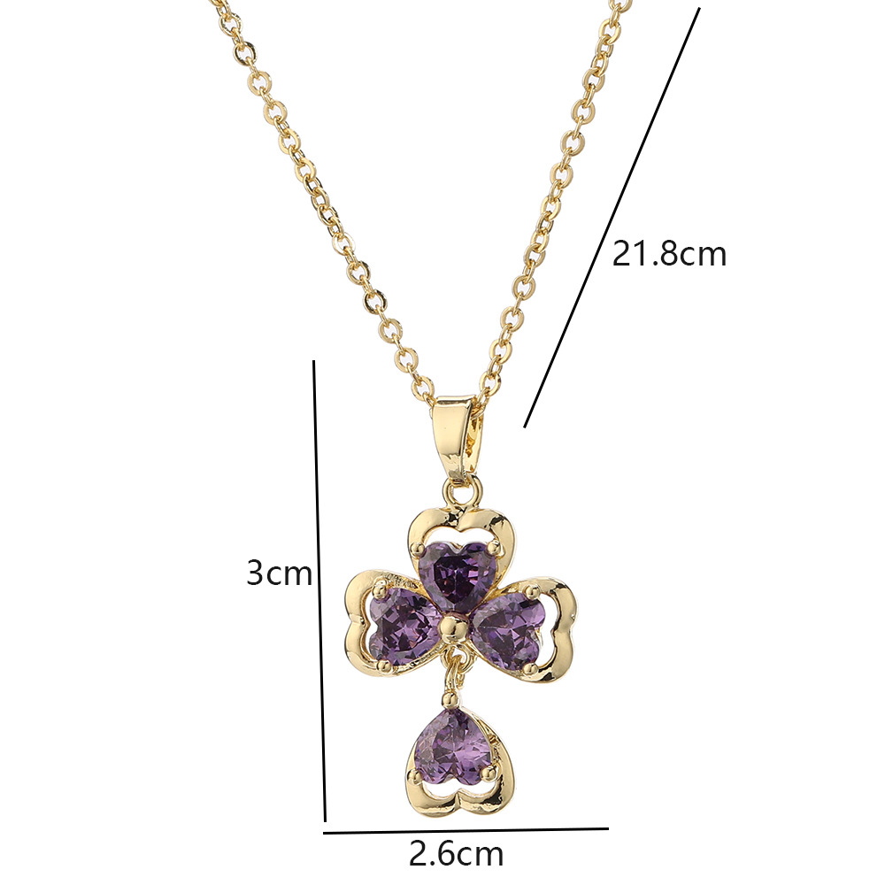 Europe And America Cross Border Love Pendant Necklace Micro-inlaid Color Zircon Clavicle Chain Geometric Girl Pendant Heart-shaped Necklace display picture 15